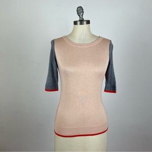 Boden Color Block Wool Blend Short Sleeve Top